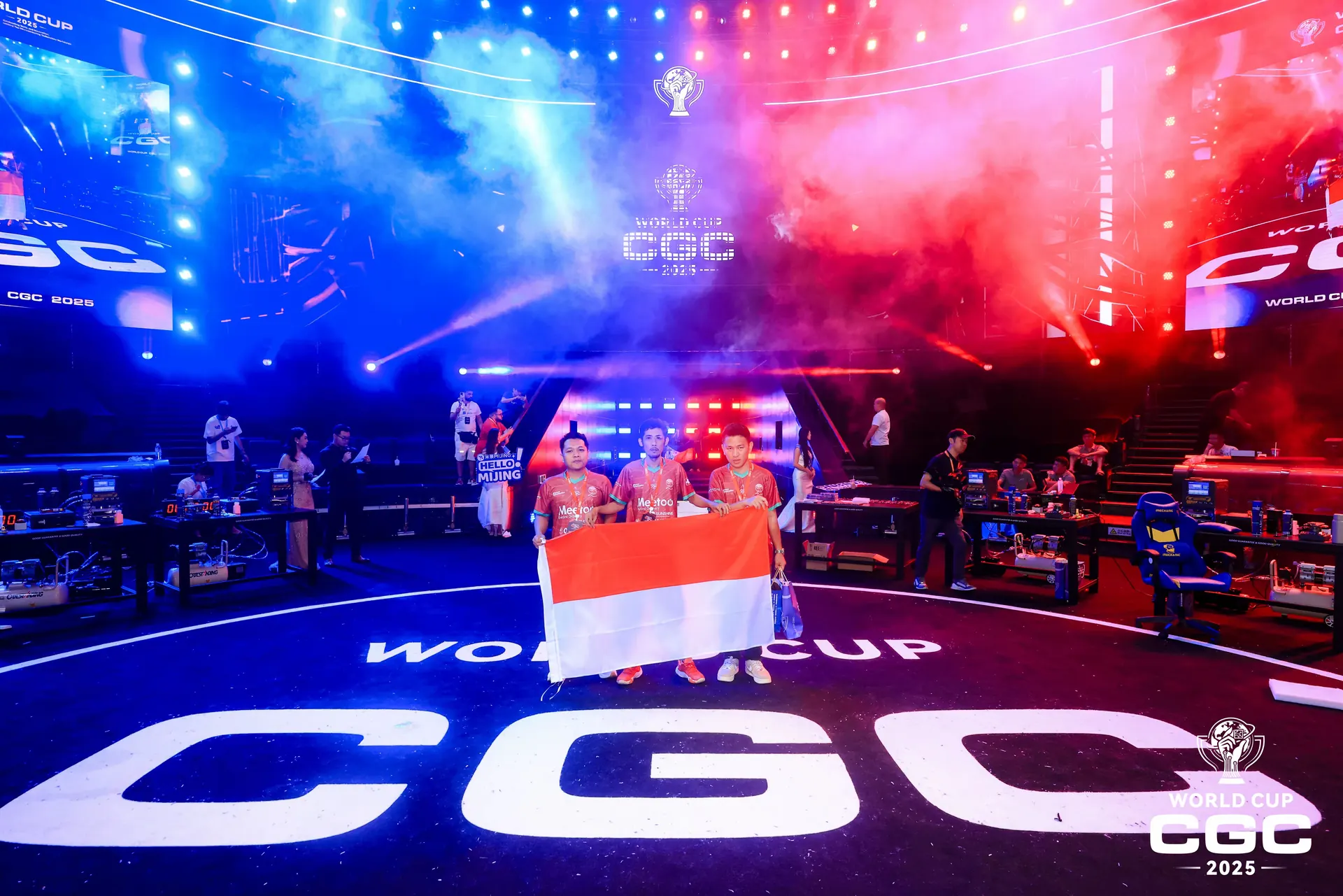Sang Saka berkibar di jantung arena final di China